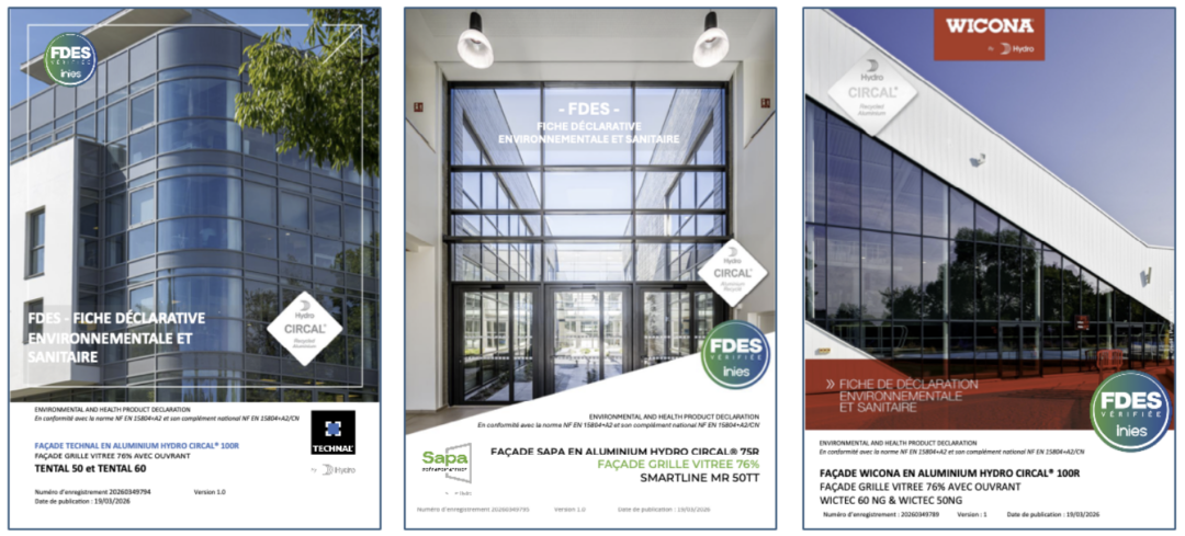 Neuf nouvelles FDES pour les façades aluminium